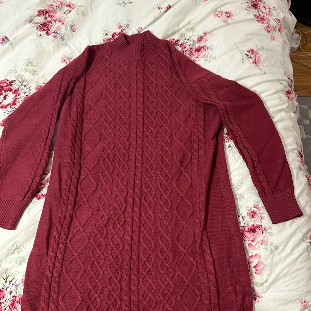 Red wine colored sweater dress